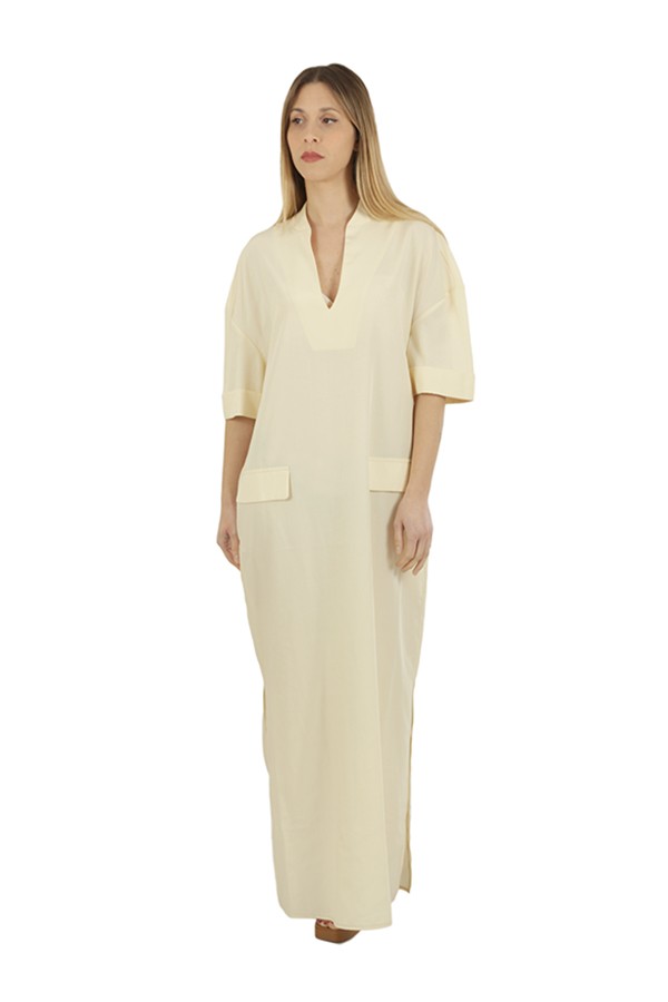 Skills & Genes Ecru Long Tencel/Linen Dress