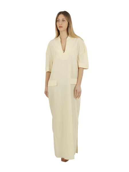 Skills & Genes Ecru Long Tencel/Linen Dress