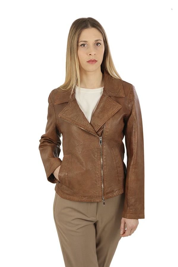 Leather THE JACKIE jacket Brown