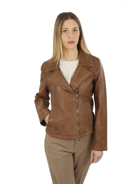 Leather THE JACKIE jacket Brown