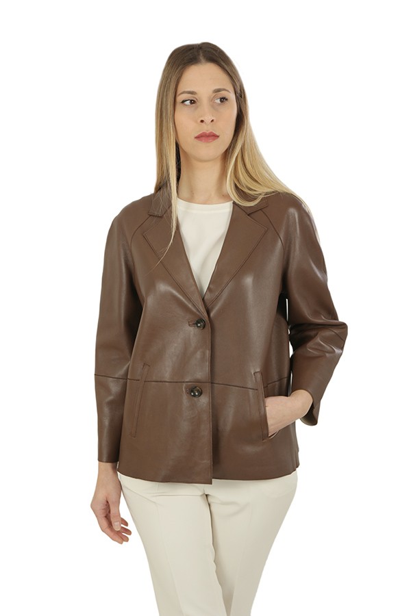 The Jackie jacket in brown nappa leather