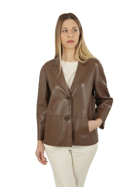 The Jackie jacket in brown nappa leather