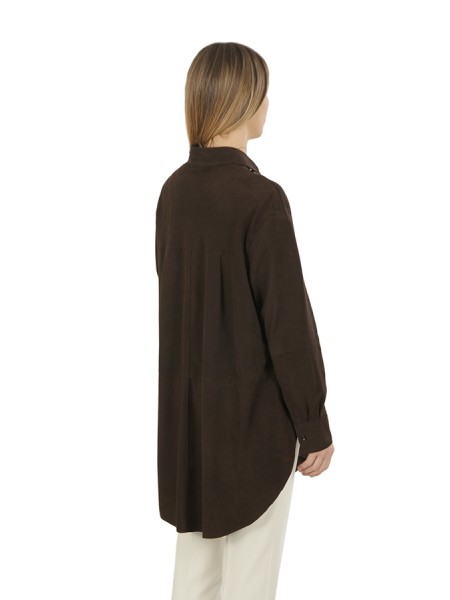 The Jackie Dark Brown Suede Shirt