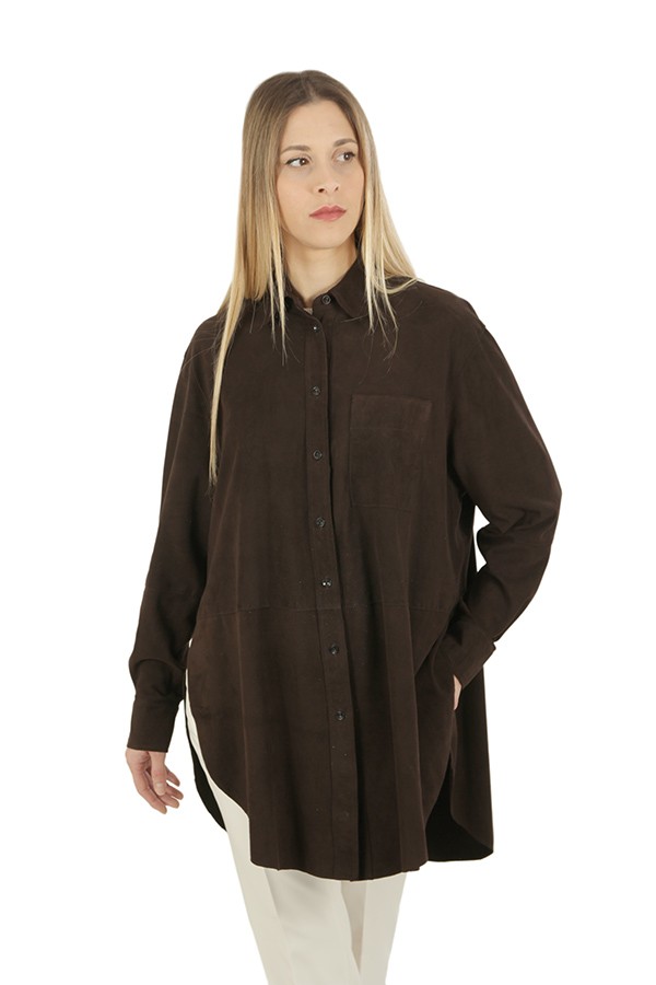 The Jackie Dark Brown Suede Shirt