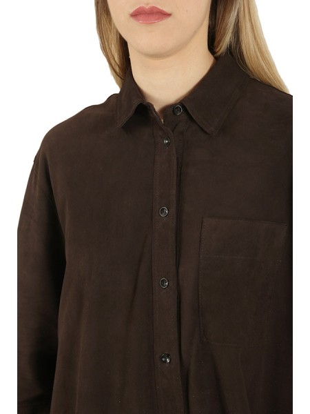 The Jackie Dark Brown Suede Shirt