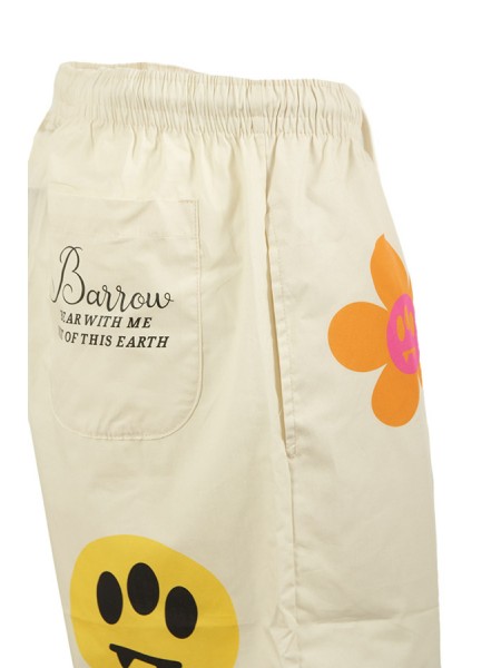 Poplin BARROW Bermuda shorts with Multicolor Cream Print