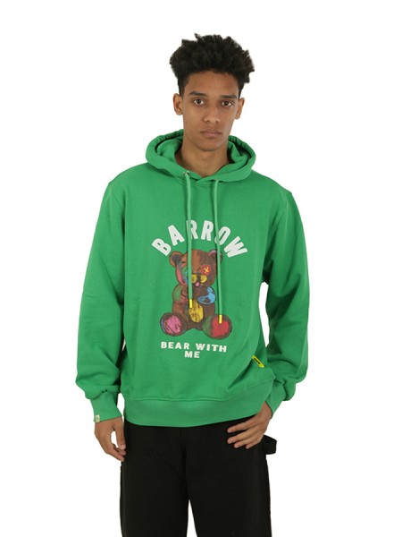 Teddy Print BARROW Hooded Sweatshirt Green