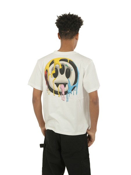 T-shirt BARROW Pouring Paint Smile Print White