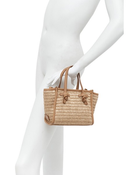 Miss Marcella GIANNI CHIARINI Straw Effect Bag Silver/Leather