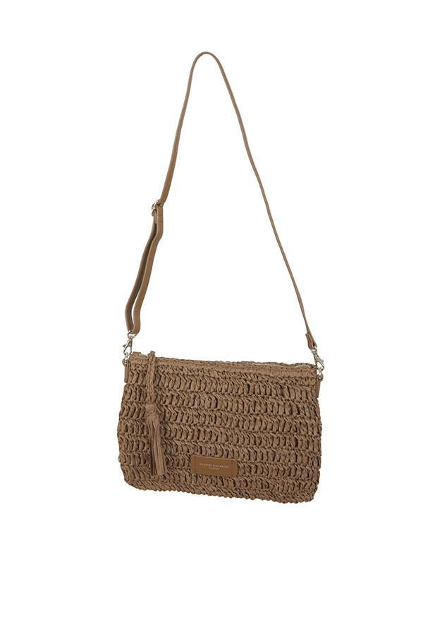 Crochet clutch GIANNI CHIARINI straw effect Coffee