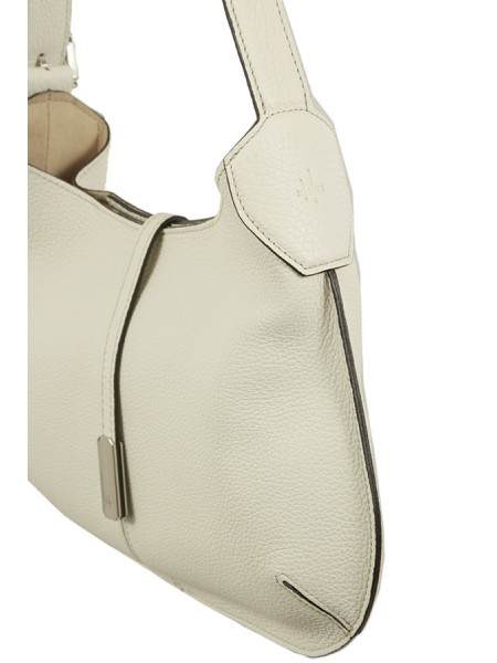 White HAGS Grained Leather Bag