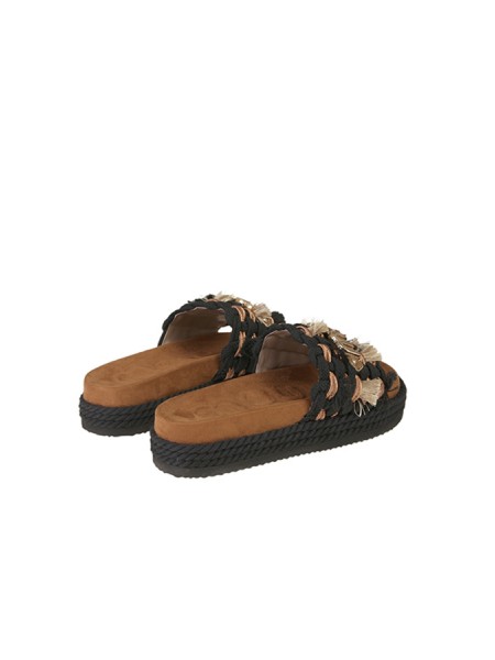 Mou Fringe Slipper with Black Logo