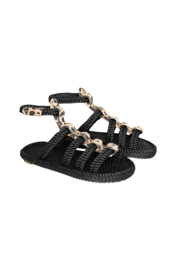 Bohonomad Serengeti sandal in black leopard rope