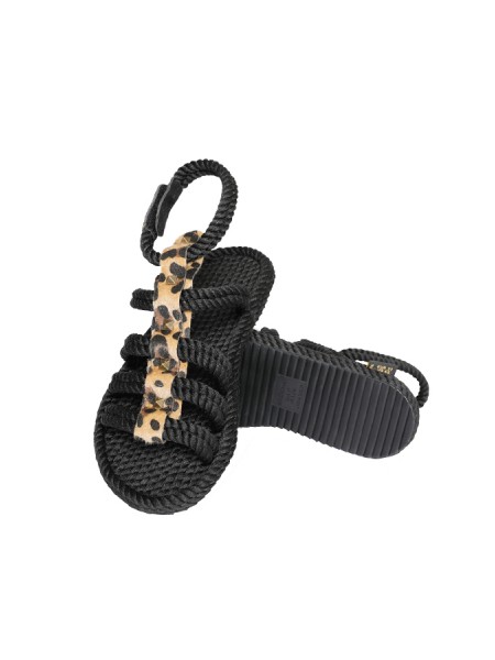 Bohonomad Serengeti sandal in black leopard rope