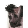 atelier nicola d'errico Stole with Flower and Feathers and Black