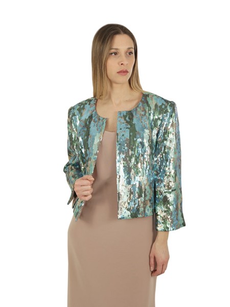 atelier nicola d'errico jacket in Sequins and lapels in Mikado Blusher