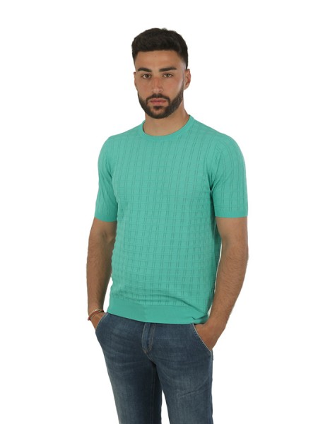 Jeordies sweater in aqua green textured fabric