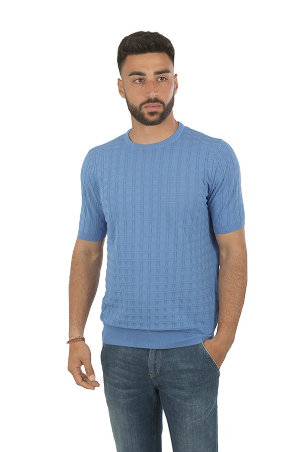 Jeordie sweater in light blue textured fabric