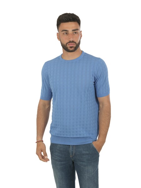 Jeordie sweater in light blue textured fabric