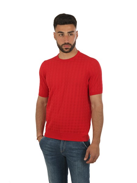 Jeordies sweater in red textured fabric