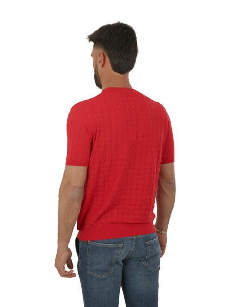 Jeordies sweater in red textured fabric