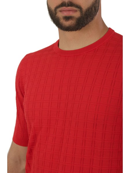 Jeordies sweater in red textured fabric