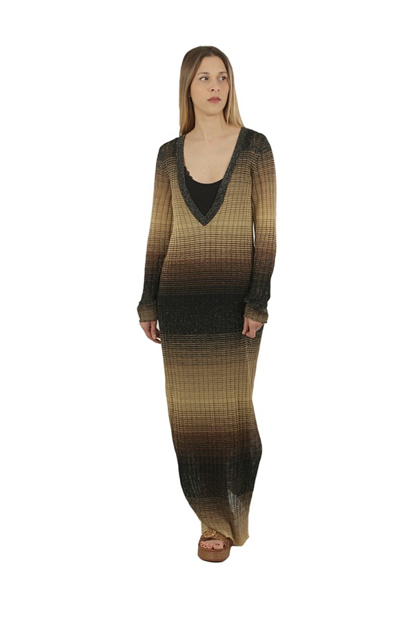 Dress ROBERTO COLLINA Semi-transparent black/sand