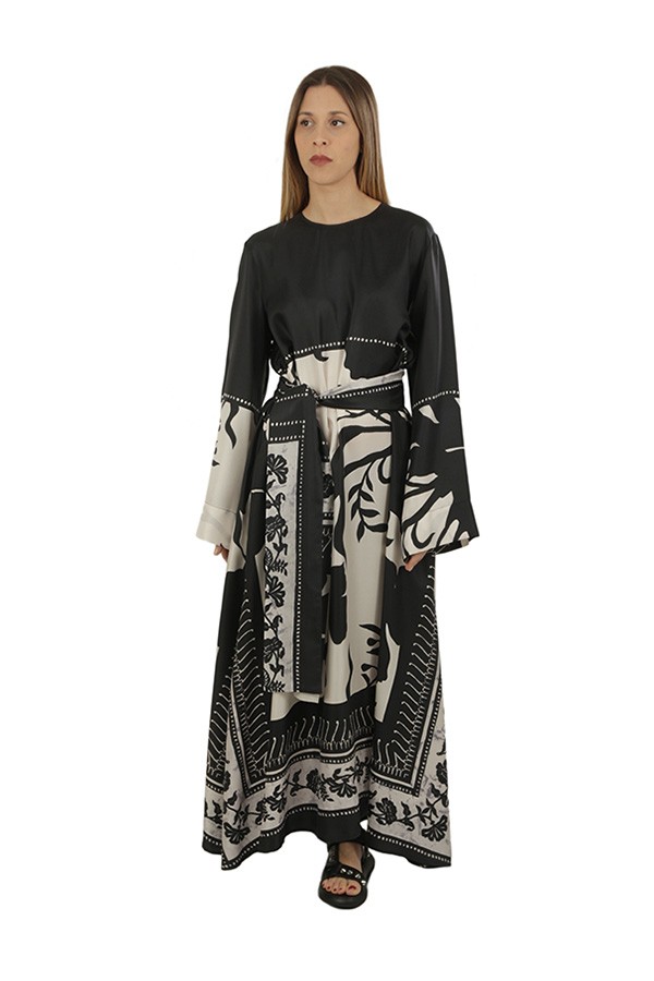 Co.Gò Dress in Black/White Patterned Silk