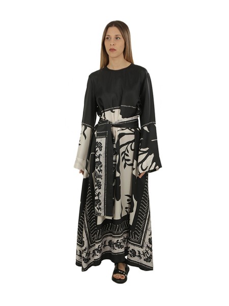 Co.Gò Dress in Black/White Patterned Silk