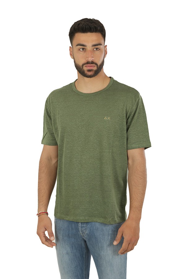 Dark Green Linen SUN68 T-shirt