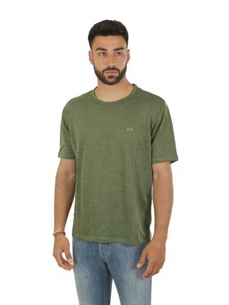 Dark Green Linen SUN68 T-shirt