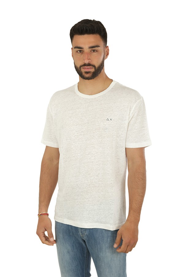 T-shirt SUN in Lino Bianco