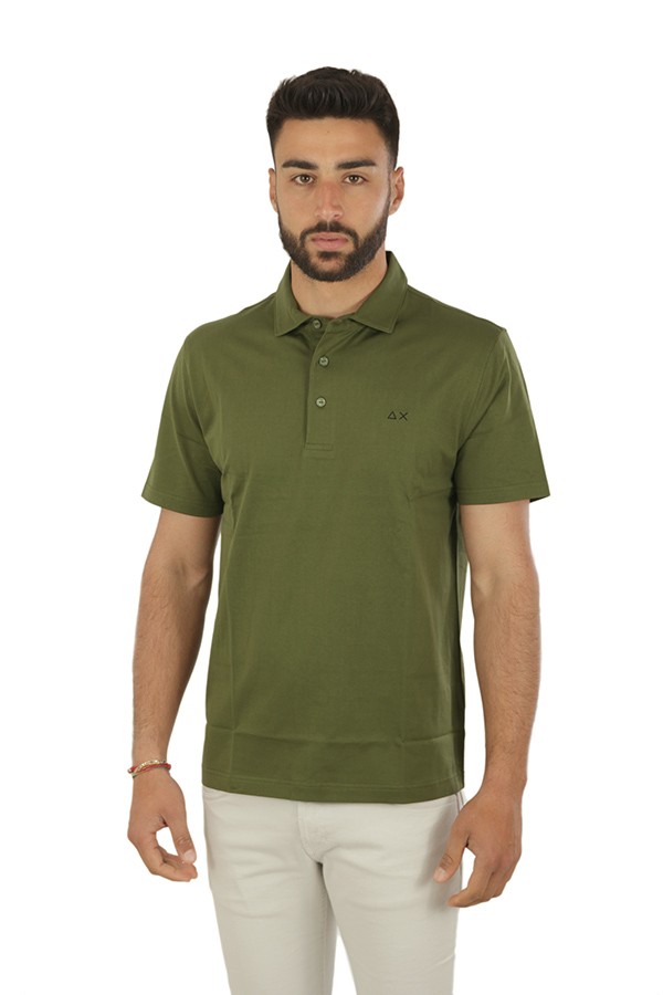 Dark green cotton SUN68 polo shirt