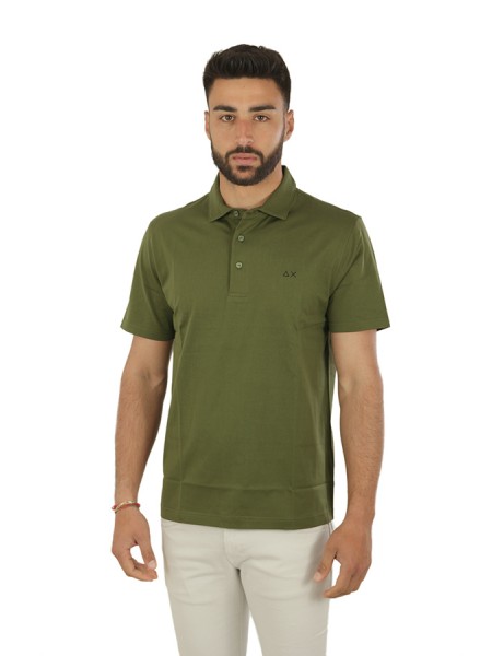 Dark green cotton SUN68 polo shirt