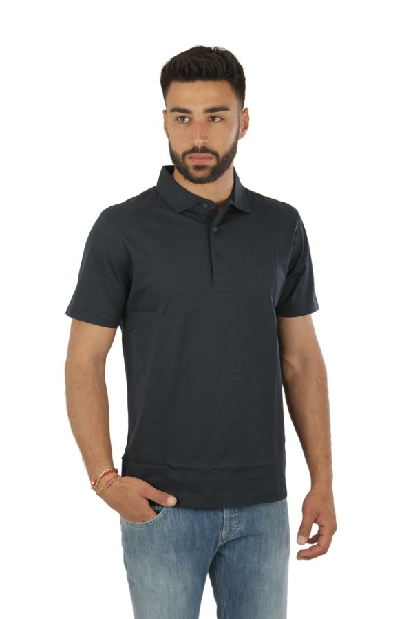 Polo SUN68 in Cotone Blu Navy