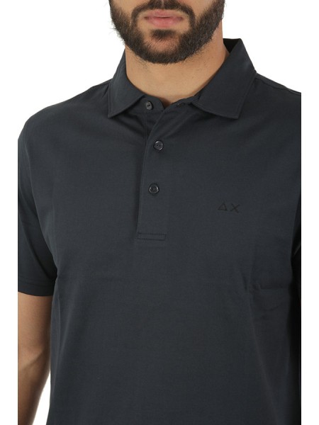 Navy Blue Cotton SUN68 Polo Shirt