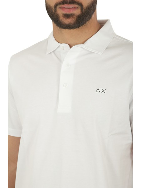 SUN68 Polo Shirt in White Cotton