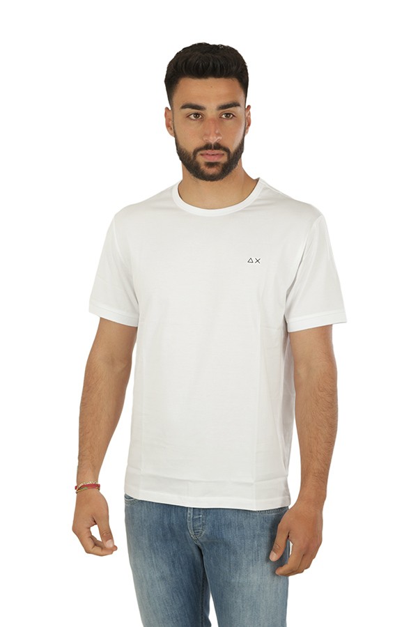 SUN68 Round Solid White T-shirt