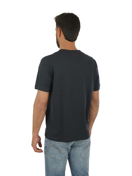 SUN68 Round Solid Navy Blue T-shirt