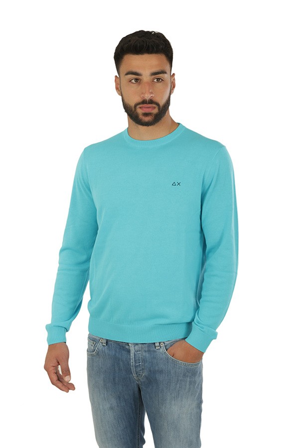 Round Elbow Round Neck Sweater SUN68 Turquoise