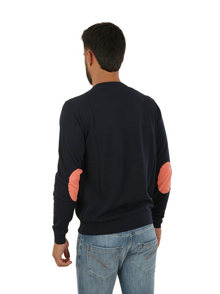 Round SUN68 Elbow Round Neck Sweater Navy Blue