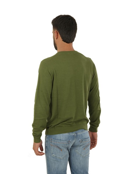 Round Neck Solid SUN68 Round Neck Sweater Dark Green