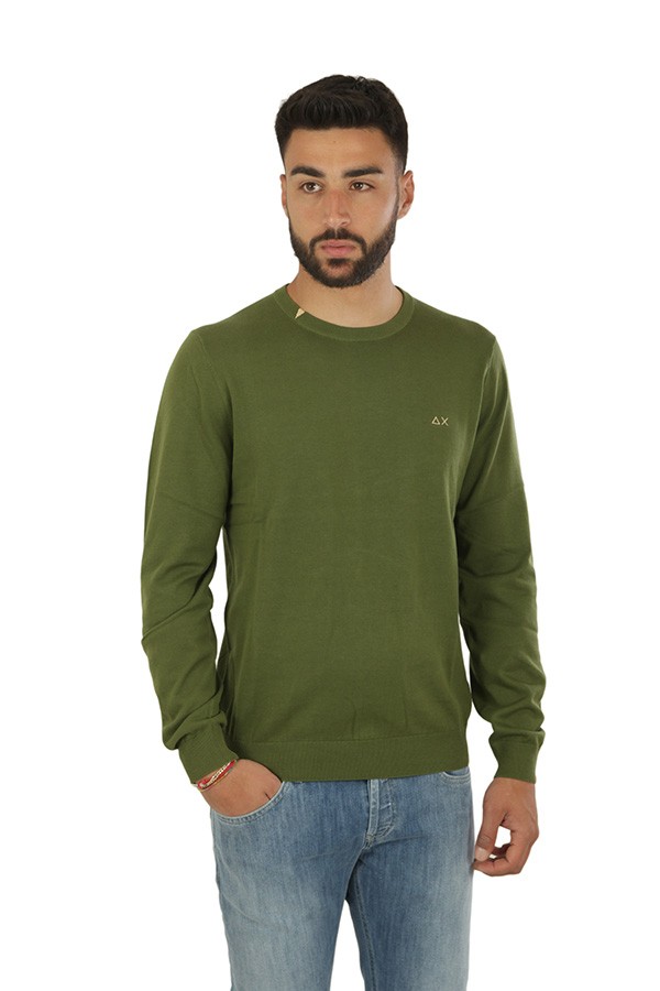 Maglia SUN68 girocollo Round Neck Solid Verde Scuro