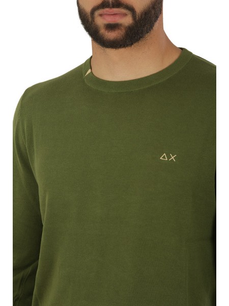 Round Neck Solid SUN68 Round Neck Sweater Dark Green