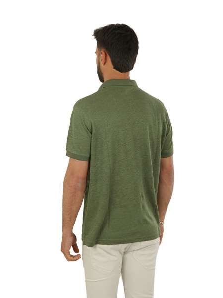 Dark green linen SUN68 polo shirt