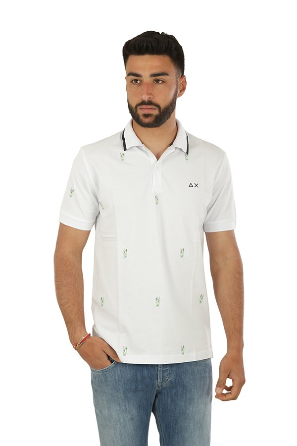 SUN 68 Full Embroidery Polo Shirt White