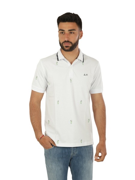 SUN 68 Full Embroidery Polo Shirt White