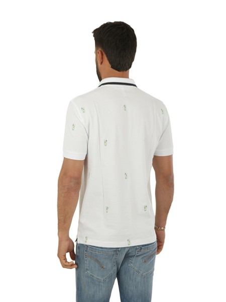 SUN 68 Full Embroidery Polo Shirt White