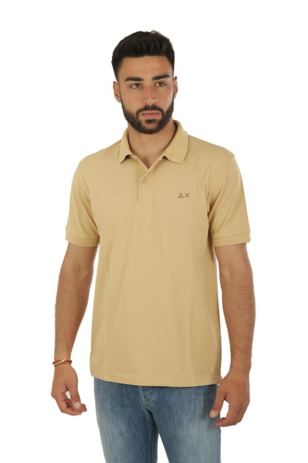 Polo SUN68 Under Collar Print Beige