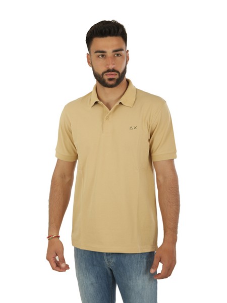 Polo SUN68 Under Collar Print Beige